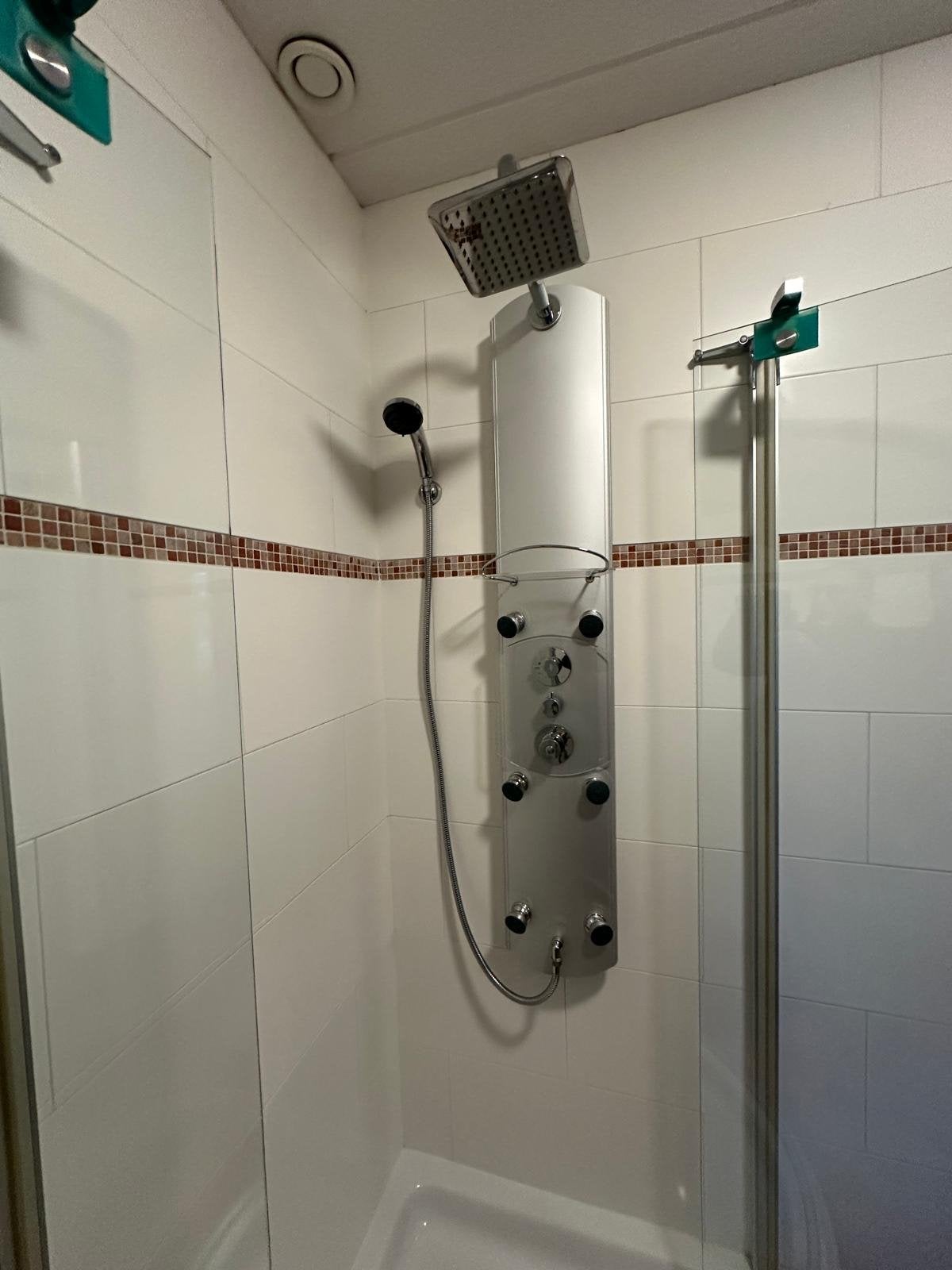 Douchebak met douchepaneel en glazen deuren, Ophalen, Gebruikt, Met douche