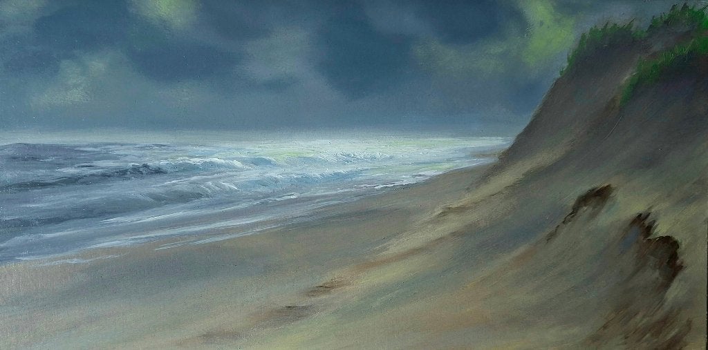 Duinzicht olieverf 15x30cms, Ophalen