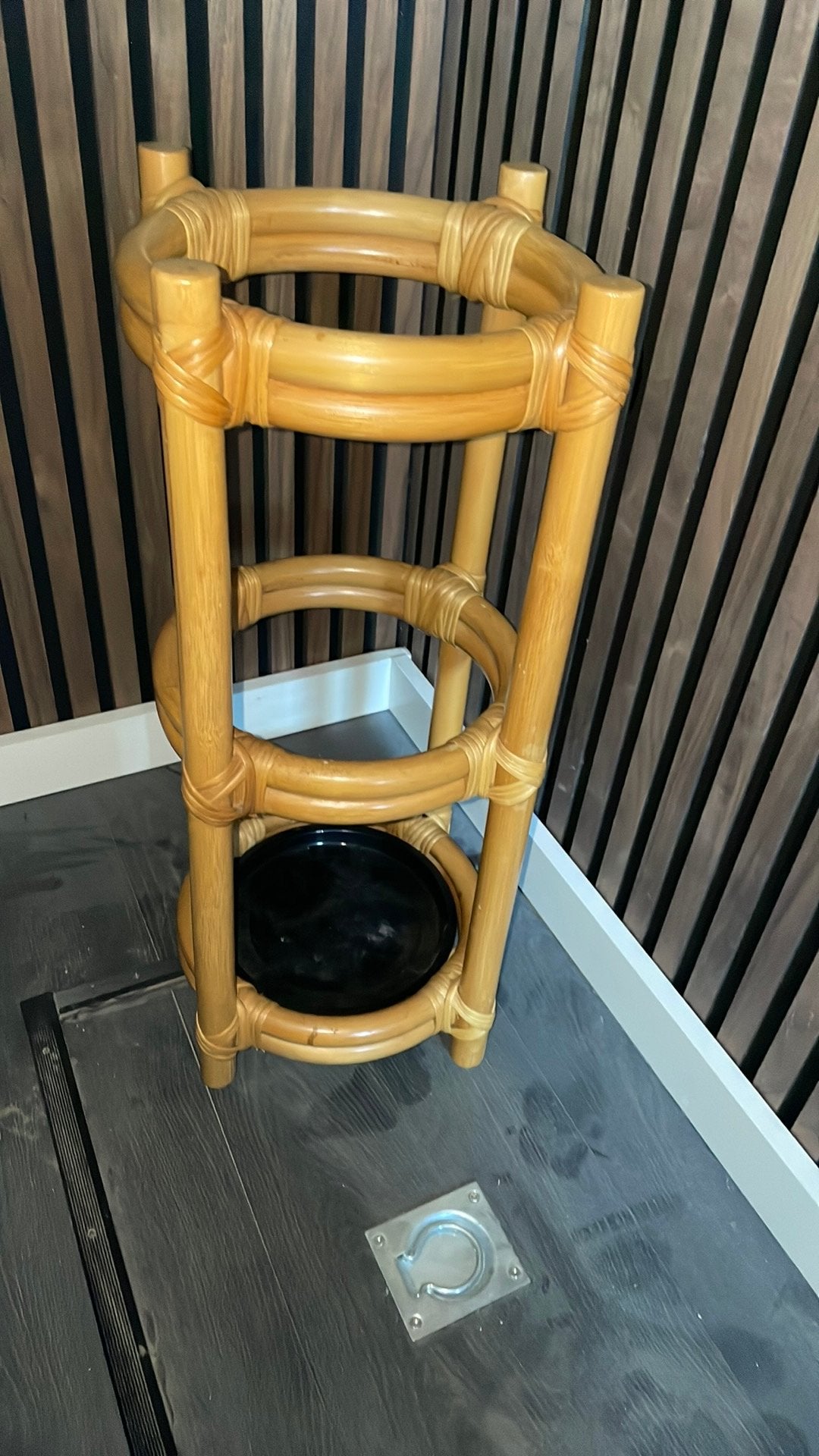 Rotan bamboe ‘80s - paraplubak - Vintage stijl ( 62x30 cm ), Ophalen of Verzenden, Gebruikt, Riet