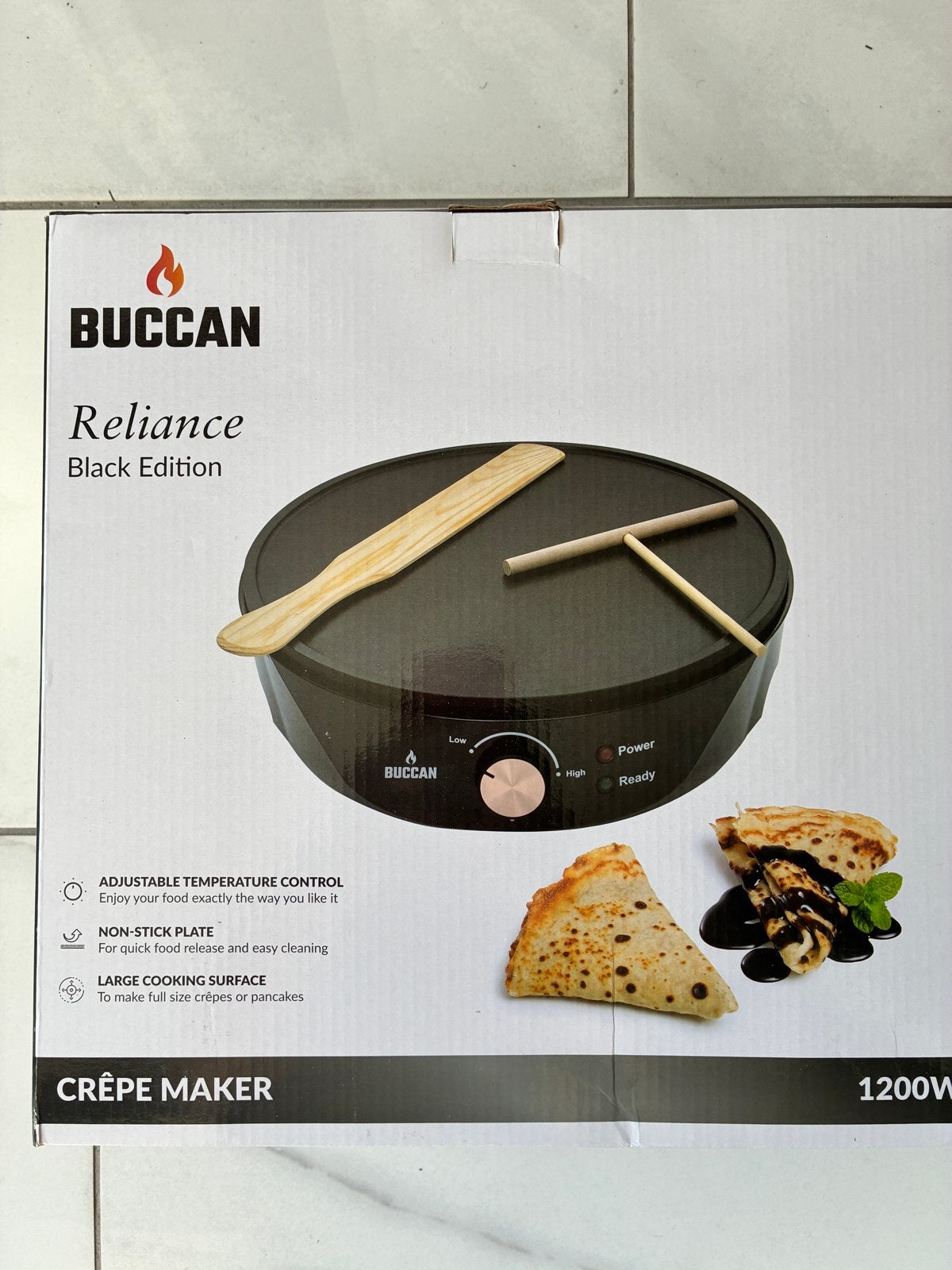 Buccan Crêpe Maker - Reliance Black Edition 1200W, Ophalen, Overige typen, Nieuw, Zwart