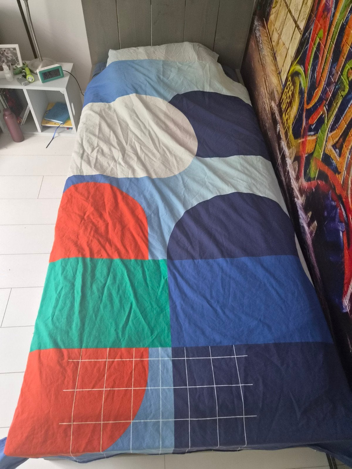 Eenpersoonsbed van steigerhout met lades, Huis en Inrichting, Ophalen, Gebruikt, 90 cm, Eenpersoons