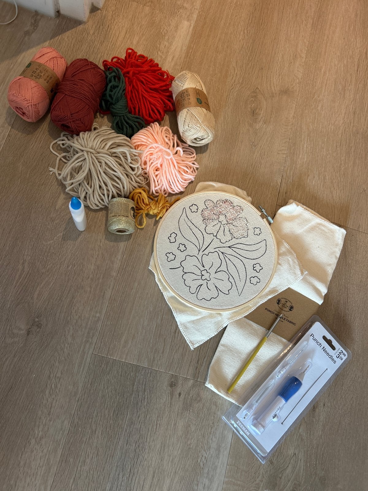 Punch Naald Borduurpakket met Garen en Benodigdheden, Ophalen of Verzenden, Zo goed als nieuw, Handborduren, Borduurpakket