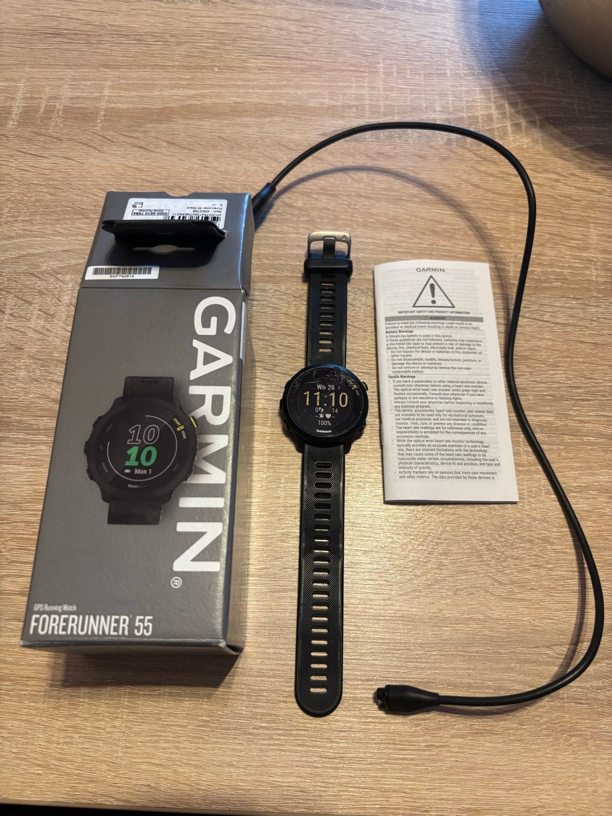 Garmin Forerunner 55 horloge met barsten in glas, Zwart, Ophalen of Verzenden, Android, Afstand