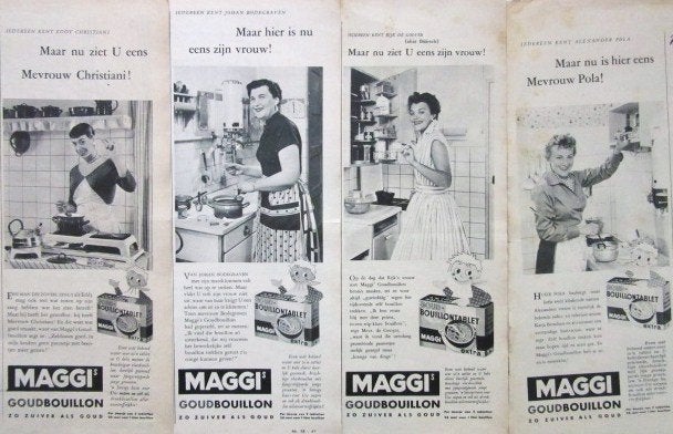 6 vintage advertenties reclames soep en bouillon 1956-57, Verzamelen, Ophalen of Verzenden, Gebruikt, Overige typen