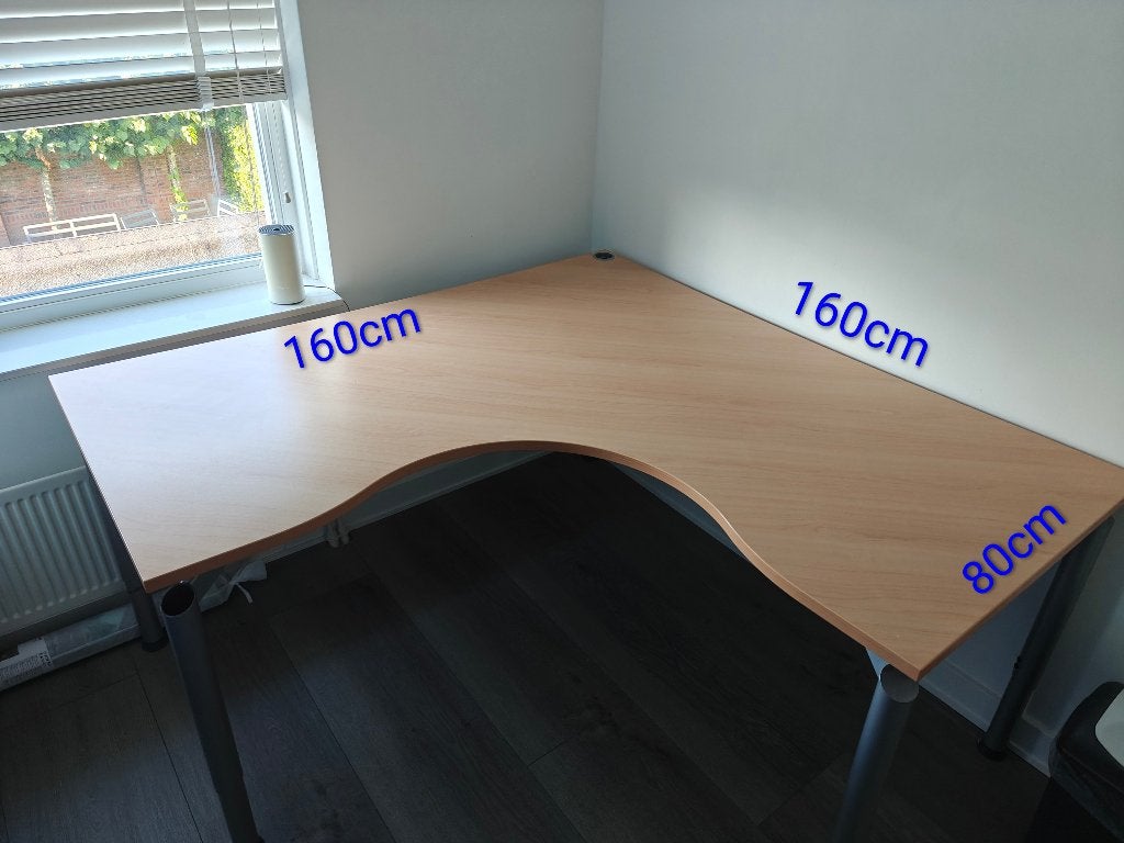 Bureau, Ophalen, 160 cm, Hout, Hoekbureau