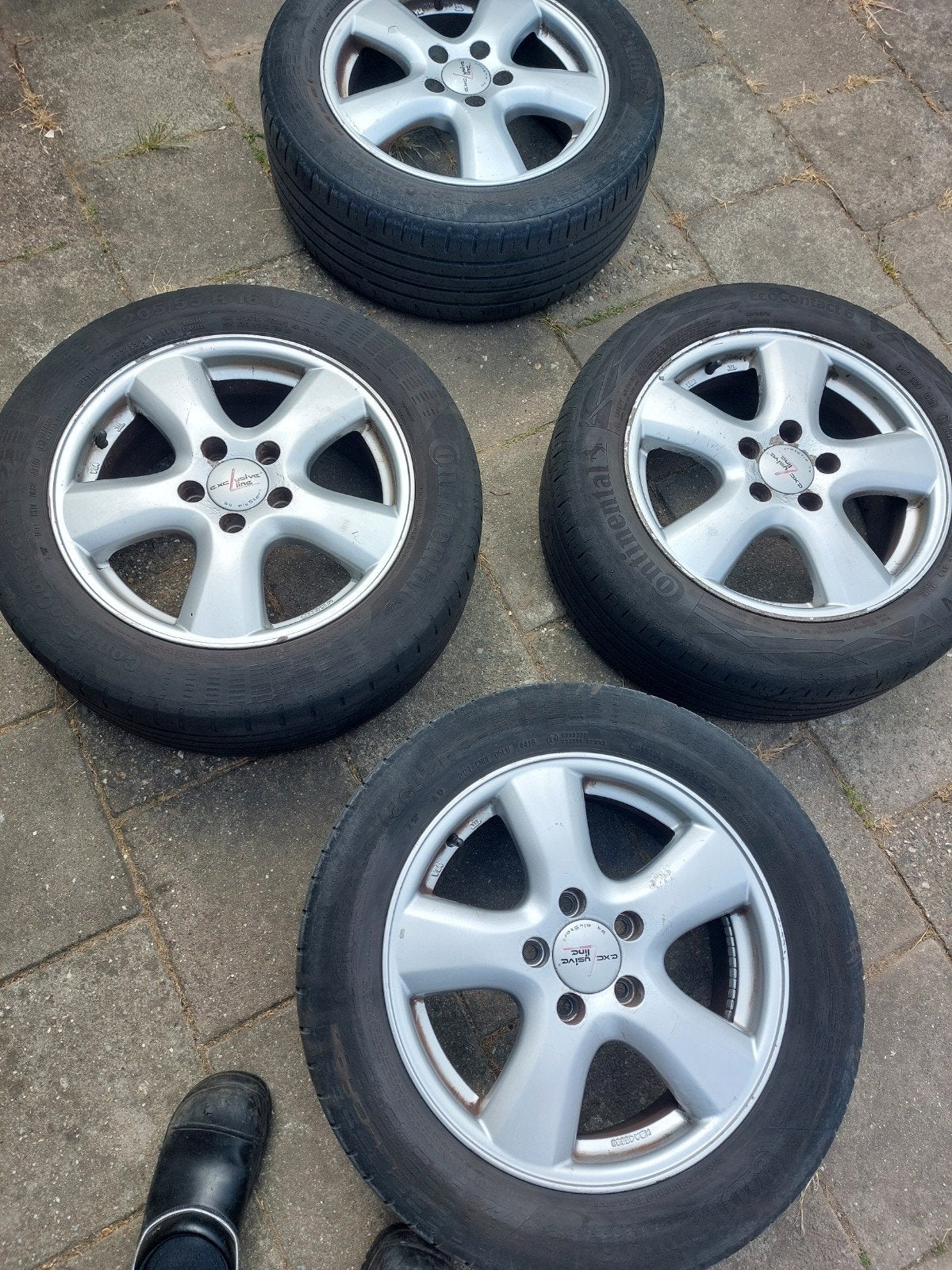 Set 16 inch lichtmetalen velgen met Continental zomerbanden, Auto-onderdelen, Banden en Velgen, 16 inch, Zomerbanden, 205 mm, Ophalen of Verzenden