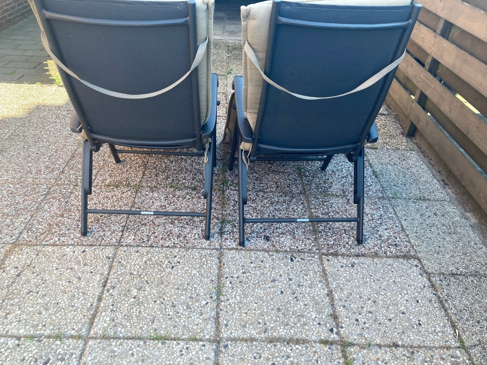 2x Kettler verstelbare tuinstoelen met kussens, Ophalen, Gebruikt, Aluminium, Verstelbaar
