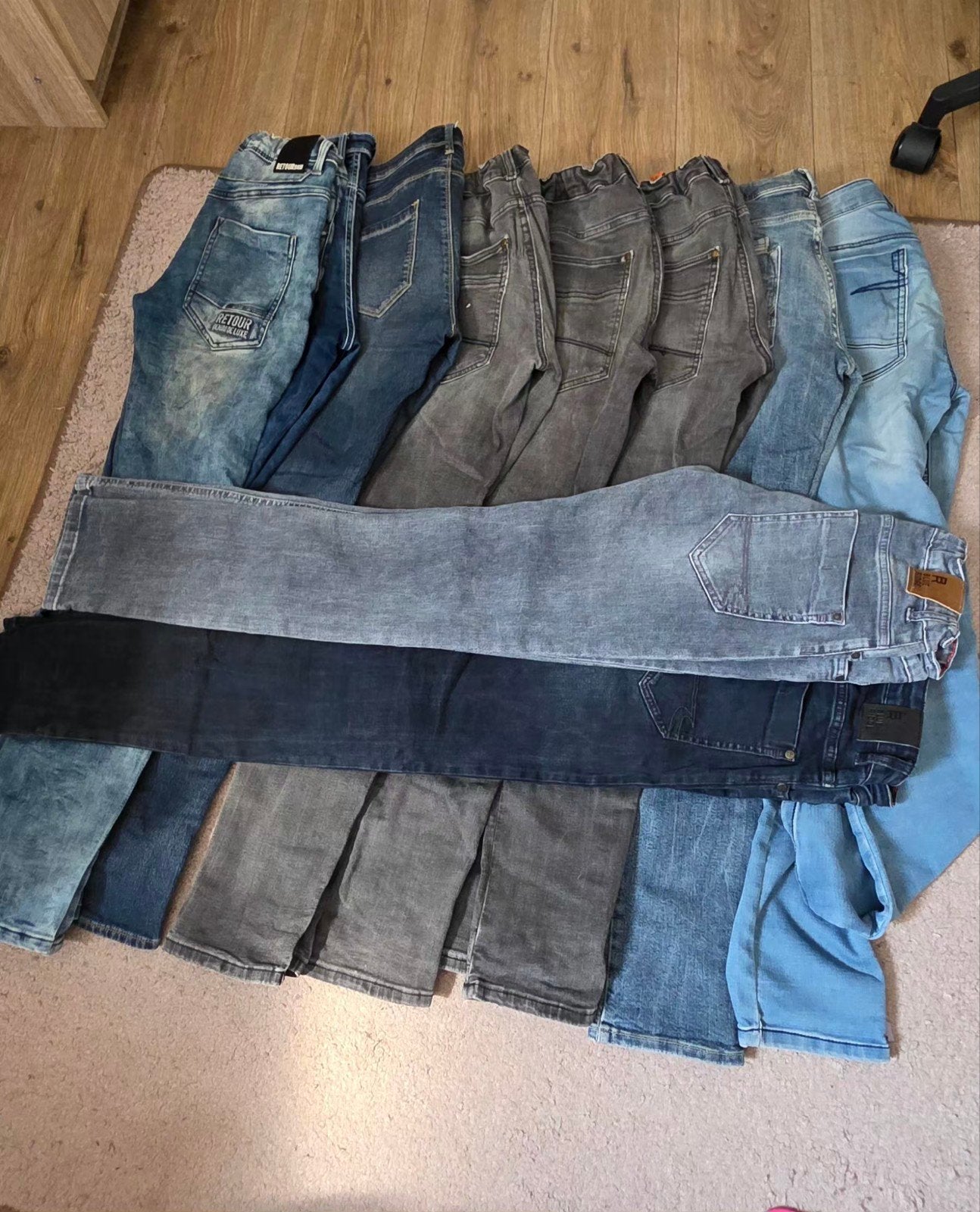 10 spijkerbroeken, o.a. WE en RETOUR, maat 164 en 170, Broek, Zo goed als nieuw, Jongen, WE, RETOUR