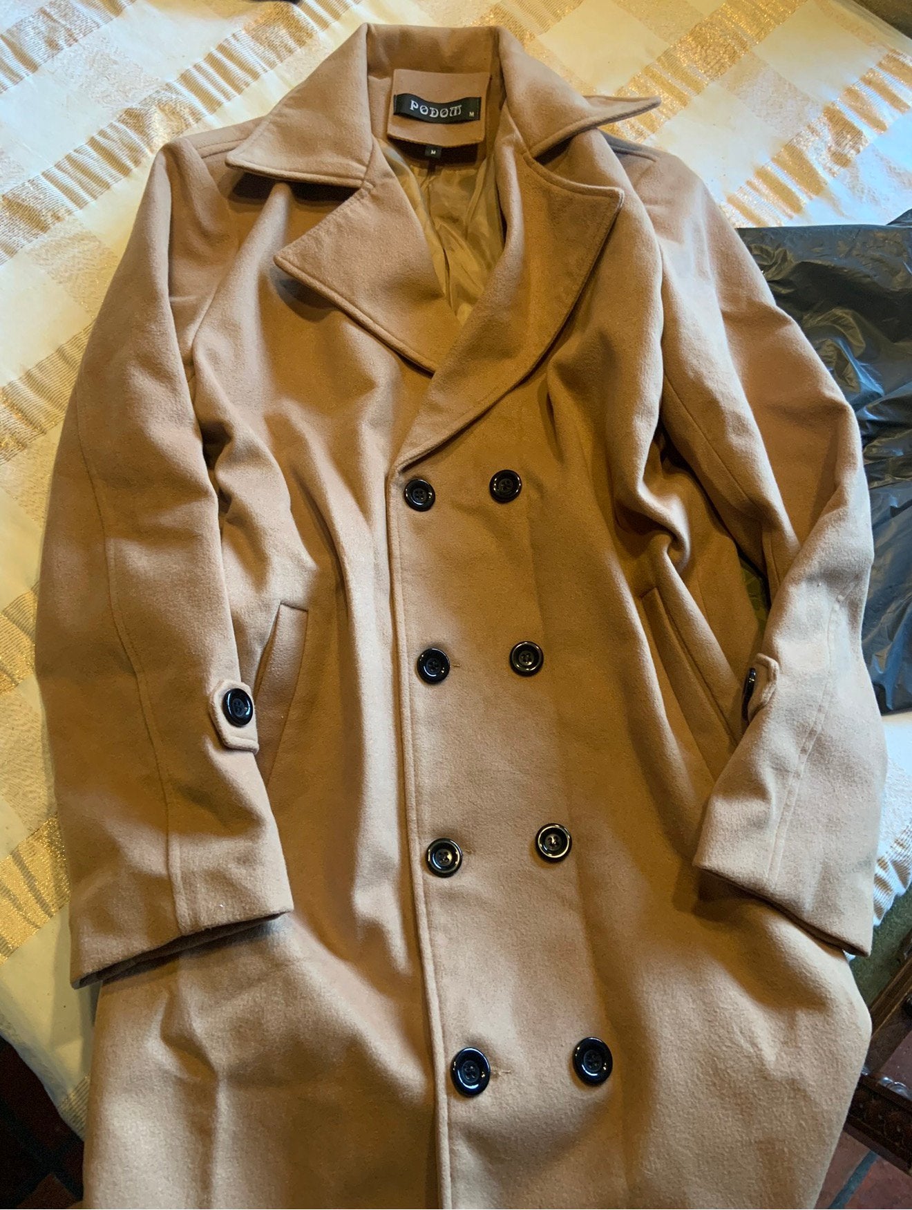 Podom Jas NIEUW M Beige Camel Bruin Dubbel knoop 4 seizoens, Maat 38/40 (M), Beige, G, Nieuw