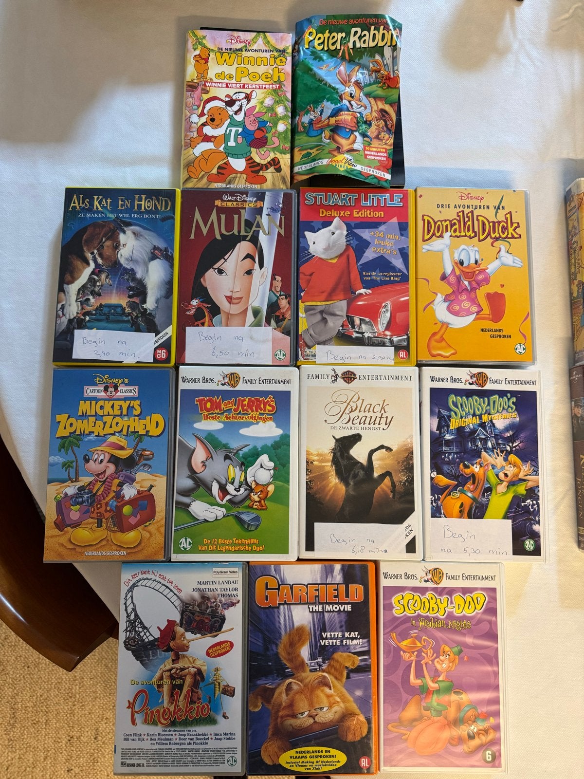 Grote collectie VHS-banden: Disney, Tom & Jerry, Scooby-Doo, Gebruikt, Animatie, Verzamelbox, Alle leeftijden