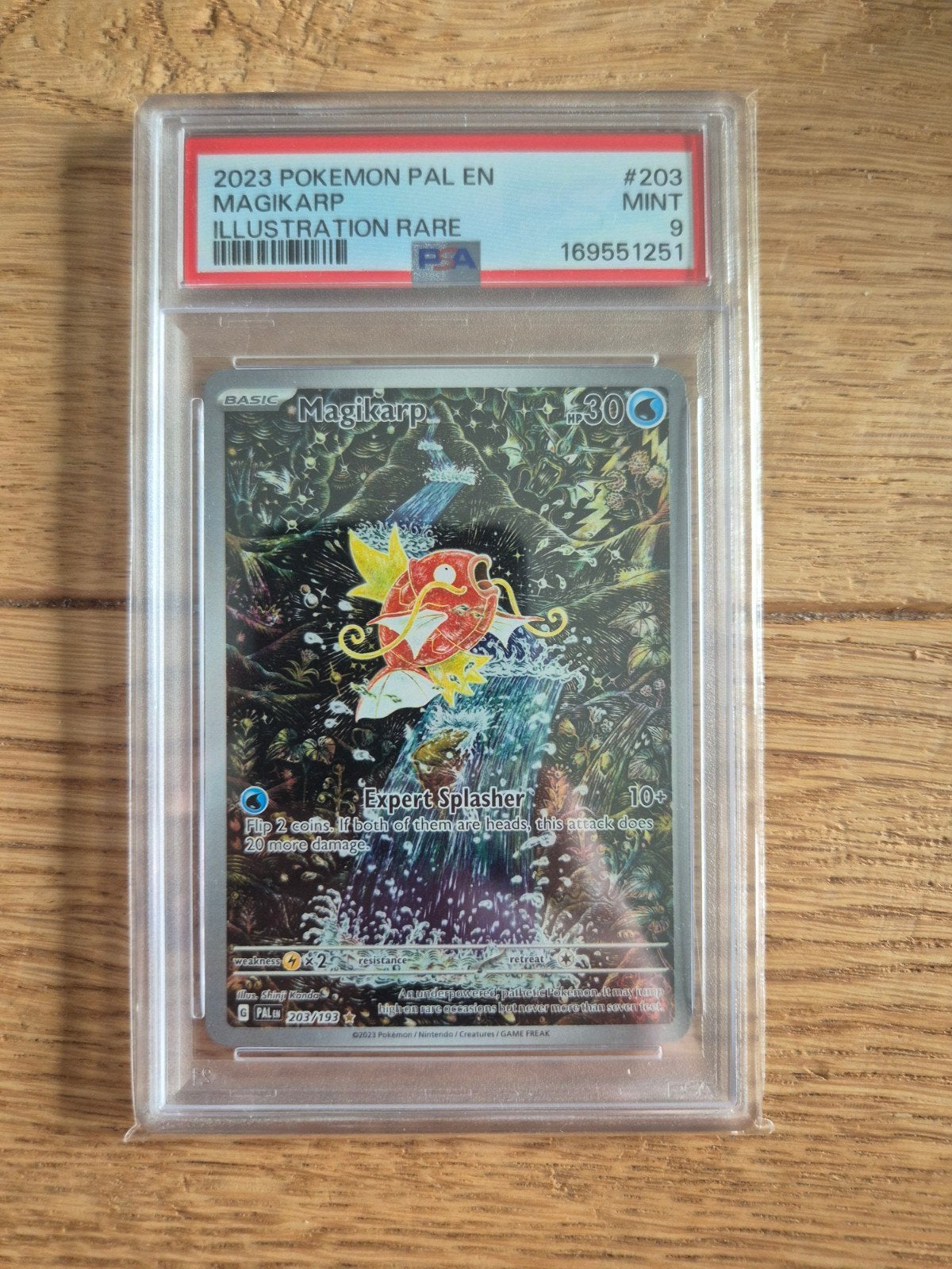 Magikarp 203 PSA 9 Illustration Rare Paldea Evolved, Ophalen of Verzenden, Zo goed als nieuw, Losse kaart, Foil