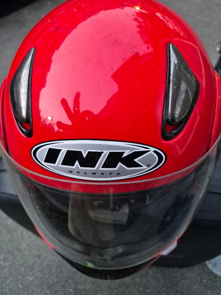 Rode INK-motorhelm is een Centro Jet Solid-model, Motoren, Kleding | Motorhelmen, Dames, Integraalhelm, L, Tweedehands