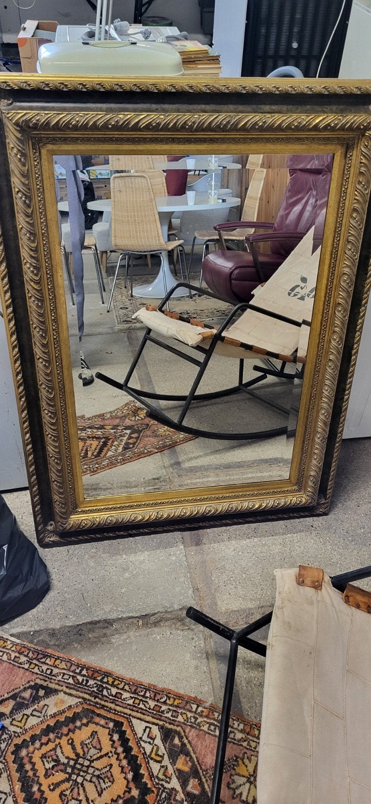 Grote spiegel met gouden lijst - 120x88 cm, Ophalen of Verzenden, Rechthoekig, 100 tot 150 cm, Minder dan 100 cm
