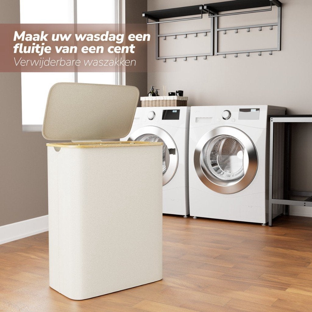 Wasmand 100 Liter met Deksel-Zwart-Beıge, Nieuw, Ophalen of Verzenden, Wasmand, Overige merken