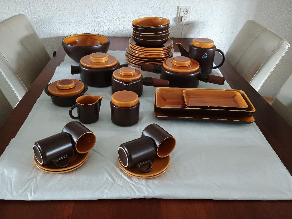 Huizen Holland Servies, bruin/oranje, Ophalen, Vintage, Gebruikt, Bruin