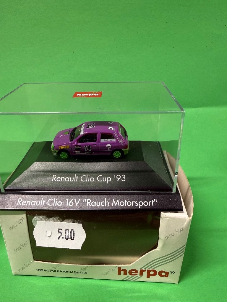 Herpa Renault Clio 16V Rauch Motorsport 1:87, Gebruikt, Adres onbekend, Fabrikant onbekend, Mail@onbekend.com