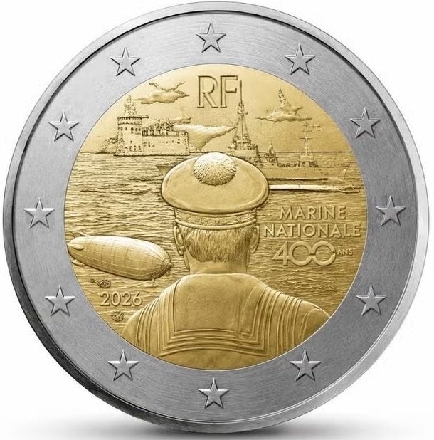 2 Euro Frankrijk 2026 UNC - 400 jaar Franse Marine, Ophalen of Verzenden, Frankrijk, 2 euro, Losse munt