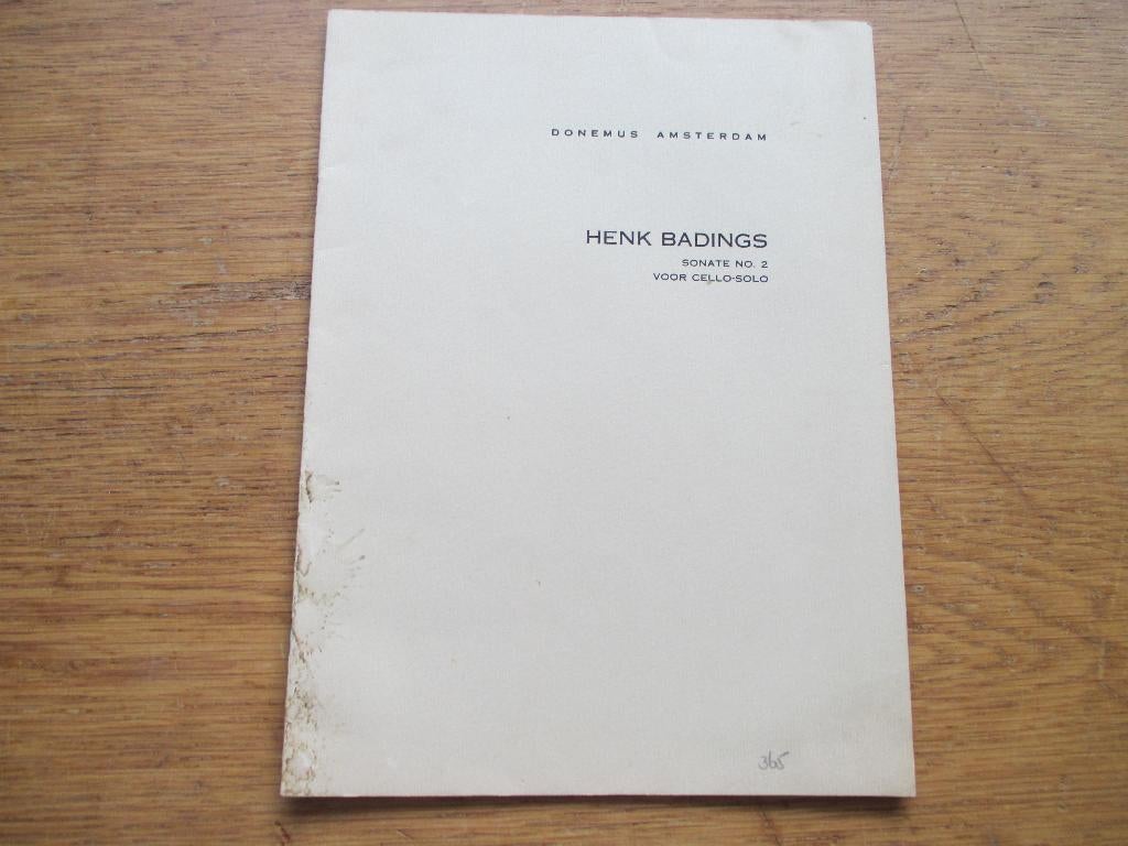 HENK BADINGS =-SONATE NO2 - VOOR CELLO SOLO, Gebruikt, Klassiek, Ophalen of Verzenden, Artiest of Componist