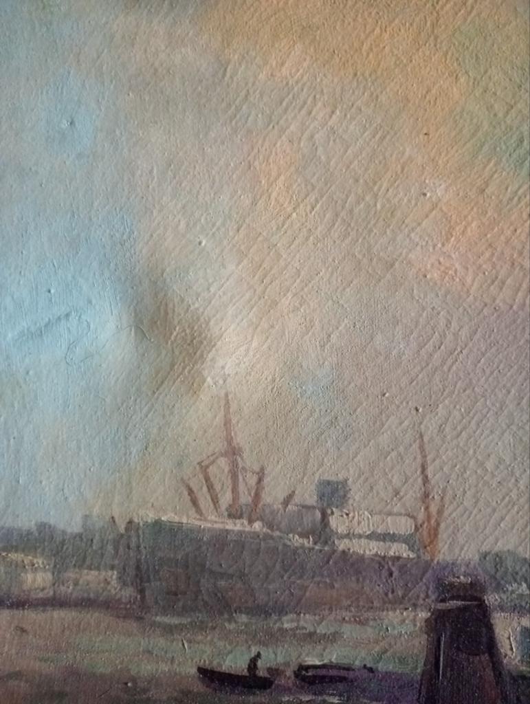 Havengezicht scheepvaart gesigneerd., Ophalen of Verzenden
