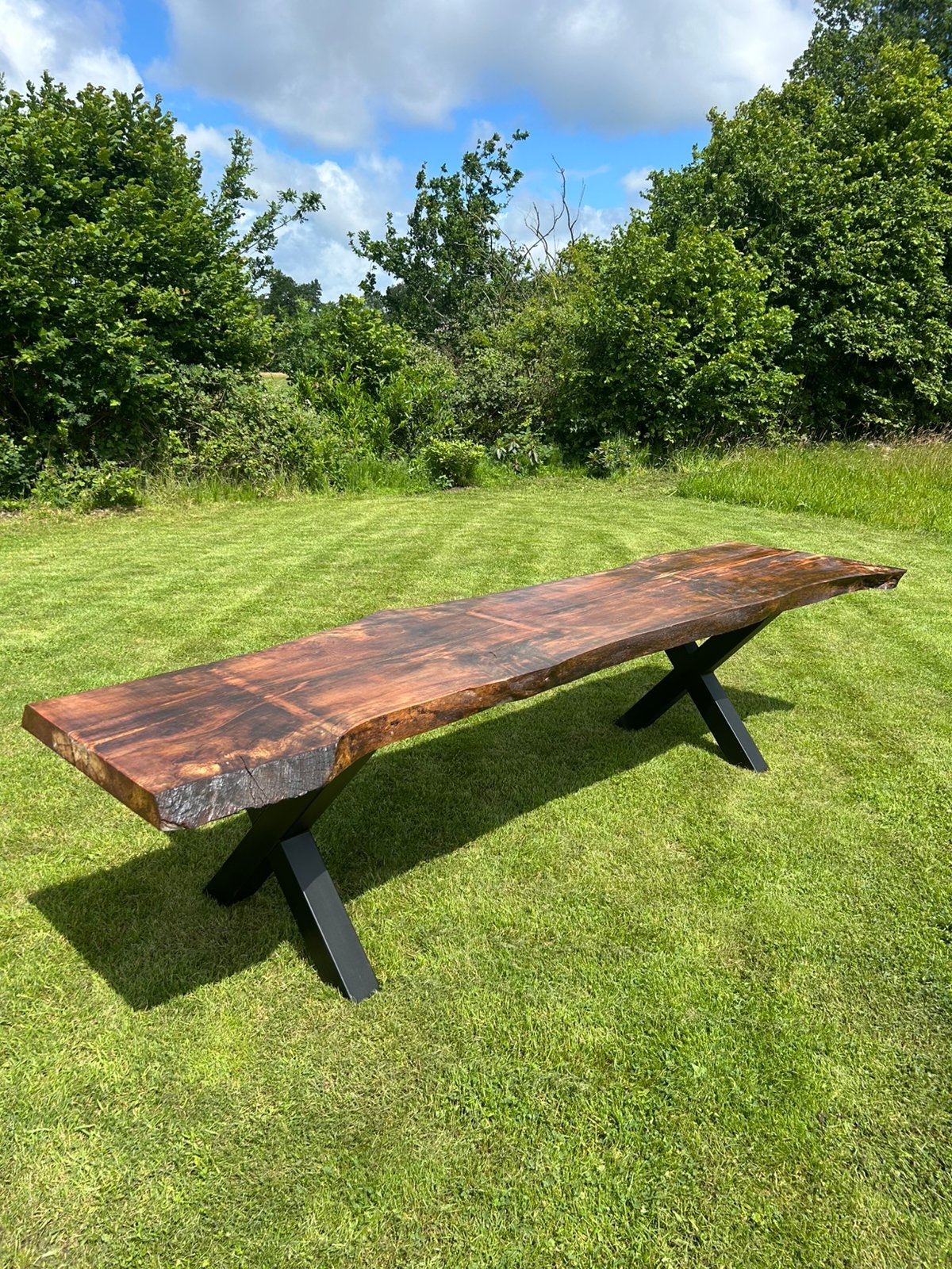 Eiken boomstam tafel, Huis en Inrichting, Tafels | Eettafels, Ophalen, 200 cm of meer, 50 tot 100 cm, Zo goed als nieuw