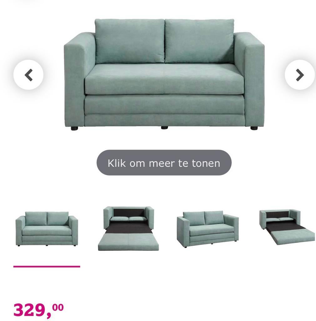 Slaapbank Sirena - mint - 72x139x69 cm - leen bakker, Ophalen, Zo goed als nieuw, Tweepersoons