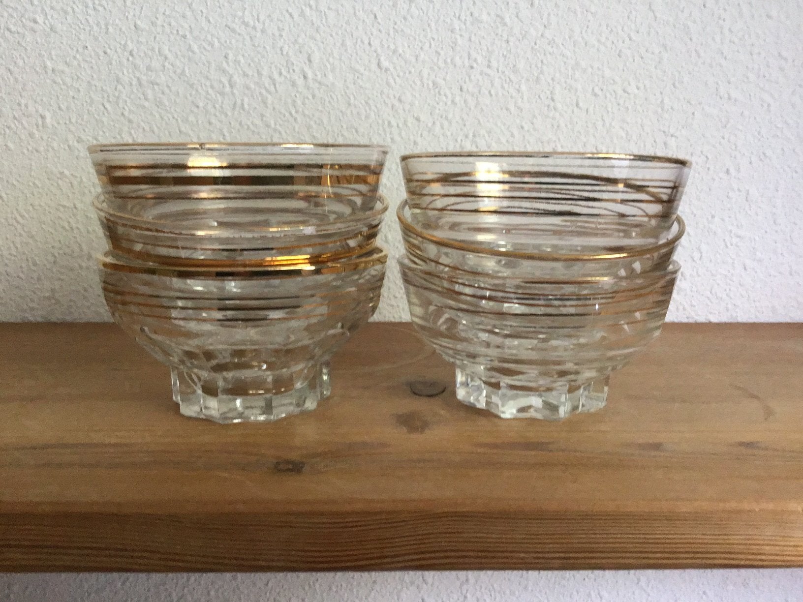 6 vintage bowl glaasjes met gouden rand. Dessert schaaltjes, Ophalen of Verzenden, Huis en Inrichting