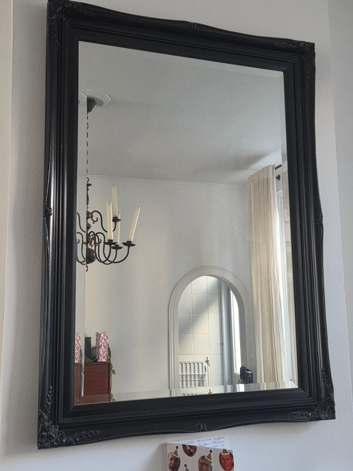 Zwarte spiegel 75x105 cm met facet geslepen glas, Ophalen, Rechthoekig, 50 tot 100 cm, 100 tot 150 cm