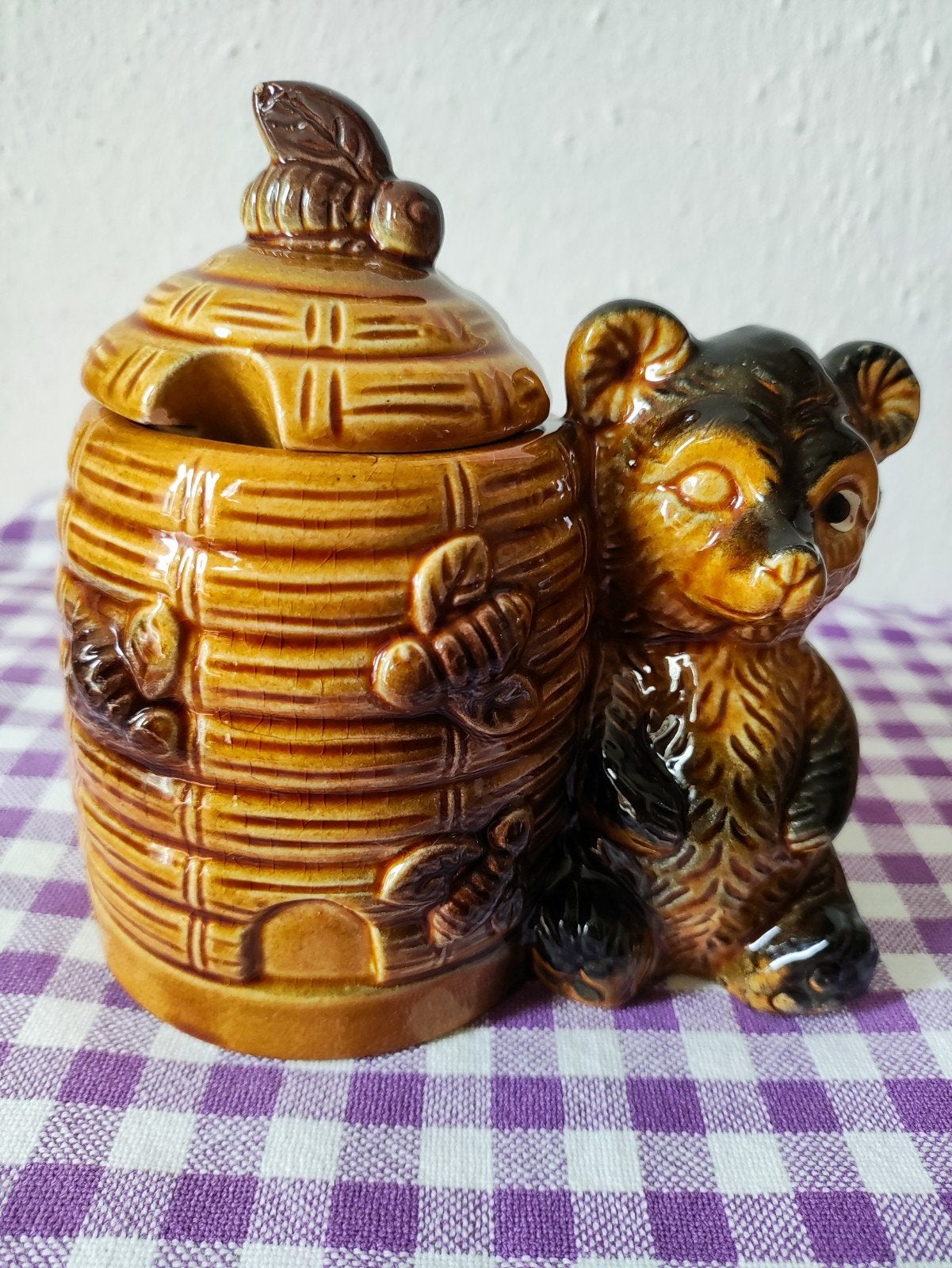 Mooie vintage honingpot met beertje, Verzenden