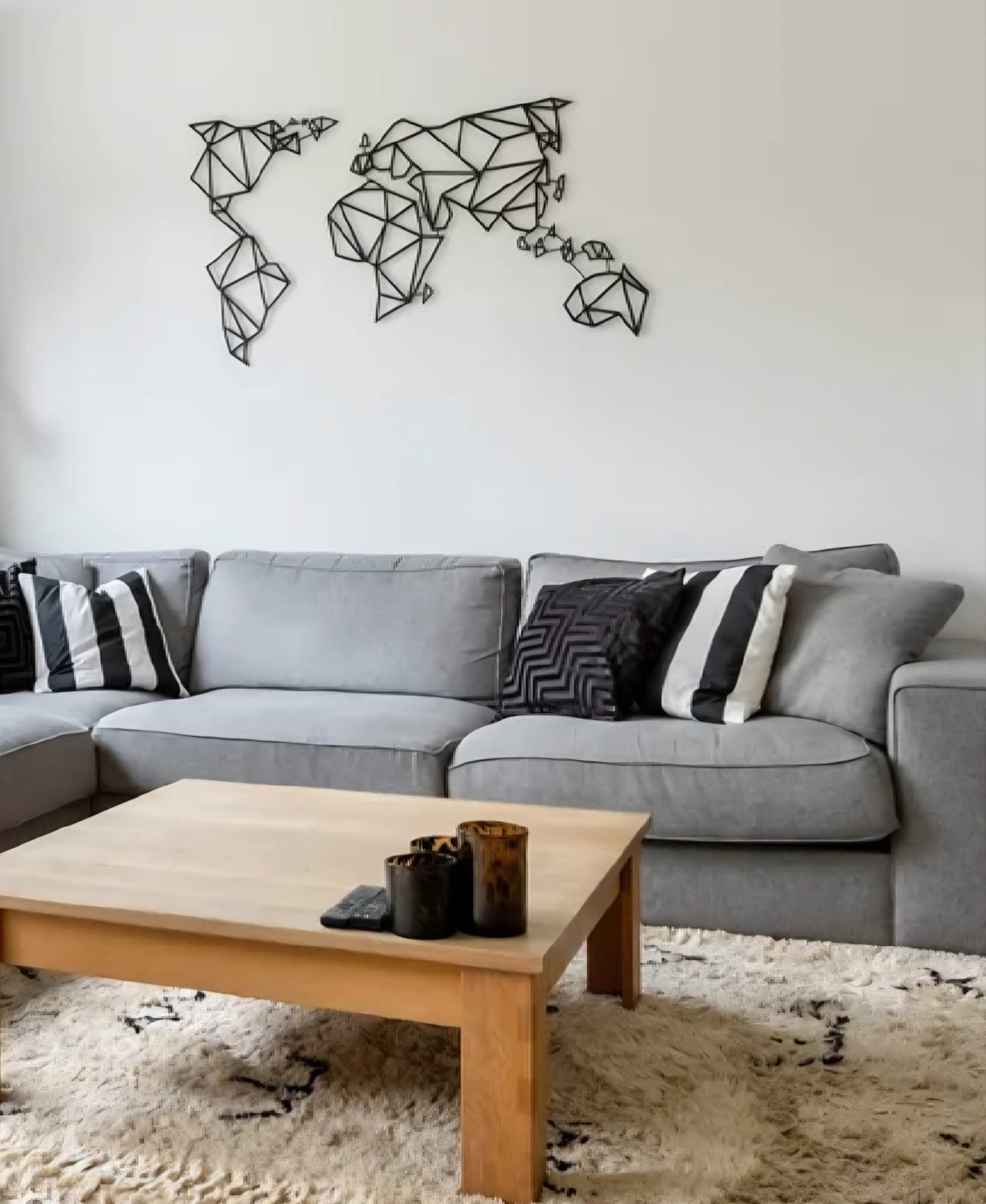 Zwart metalen wereldkaart wanddecoratie, Ophalen, Metaal, Wandsculptuur, Zwart