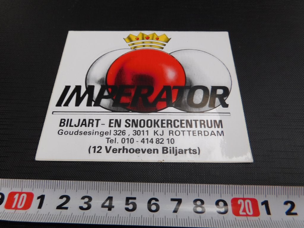 sticker Rotterdam IMPERATOR Biljart - en snookercentrum, Ophalen of Verzenden, Zo goed als nieuw