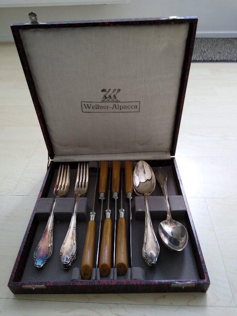 Wellner Alpacca Bestek set 18 delig verzilverd vintage, Ophalen of Verzenden