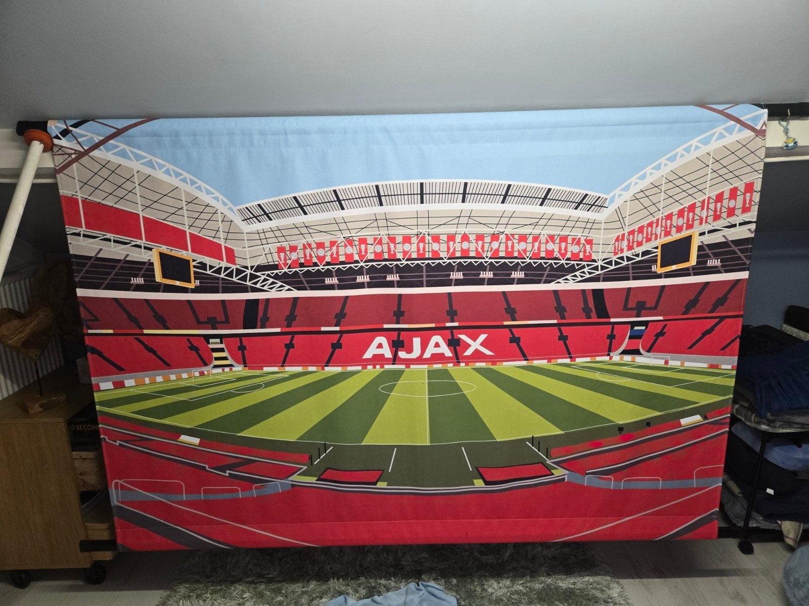 Ajax Stadion Wandkleed - Zo goed als nieuw, Ophalen, Meerkleurig, Zo goed als nieuw, Met ophangsysteem