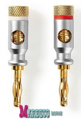 Banaanstekker, Bananen plug, Banana pluggen, Speakerplug, 2x, Nedis, Nieuw, Info@marbeco.nl, Minder dan 2 meter