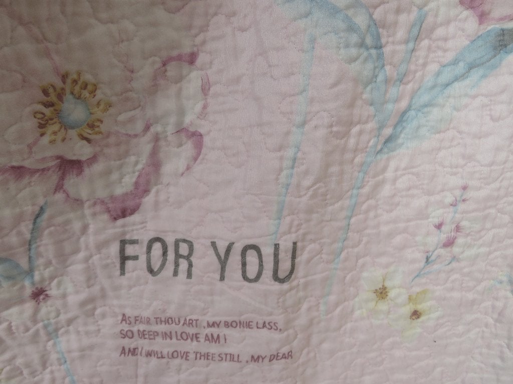 zacht roze sprei woondeken print van bloemen en vlinders, Ophalen of Verzenden, Gebruikt