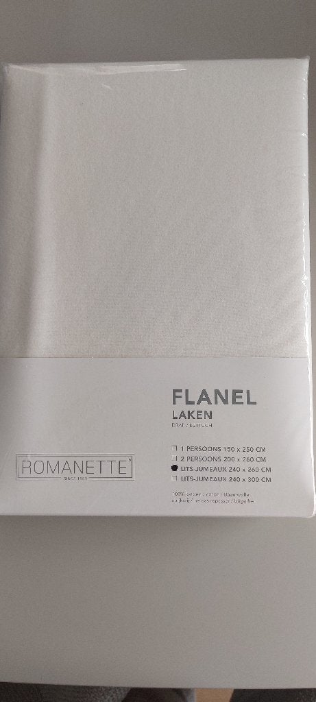 Flanellen Bedlaken lits-jumeaux 240 x 260 Ivoor, Huis en Inrichting, Lits-jumeaux, Beige, Dekbedovertrek, Overige materialen