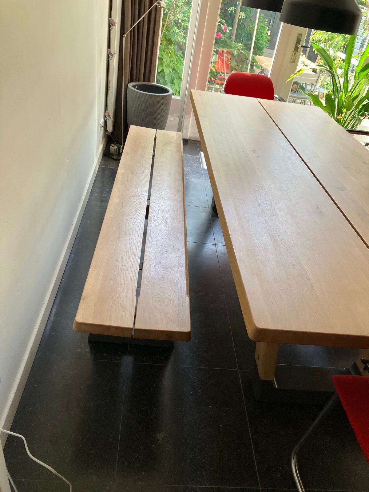 Eiken eettafel met bank (ARCO BASE), Huis en Inrichting, Tafels | Eettafels, Ophalen, 100 tot 150 cm, Eikenhout, 200 cm of meer