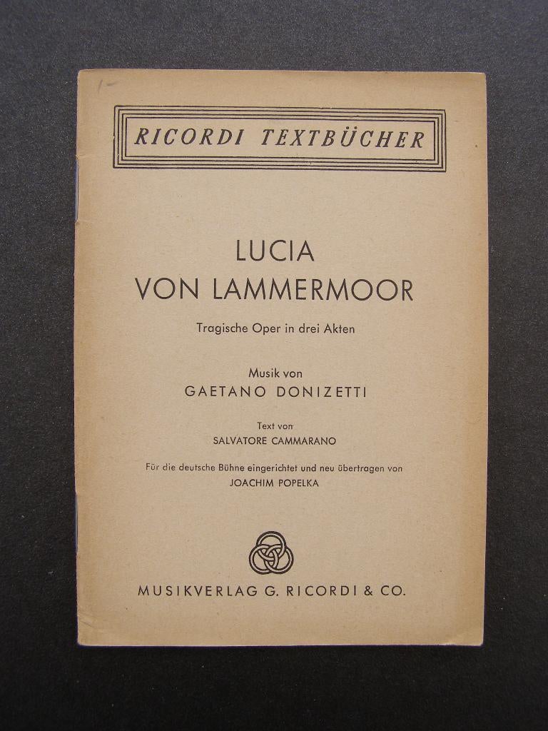 Opera tekstboekje: Lucia von Lammermoor - Donizetti, Ophalen of Verzenden, Gelezen, Artiest, Donizetti