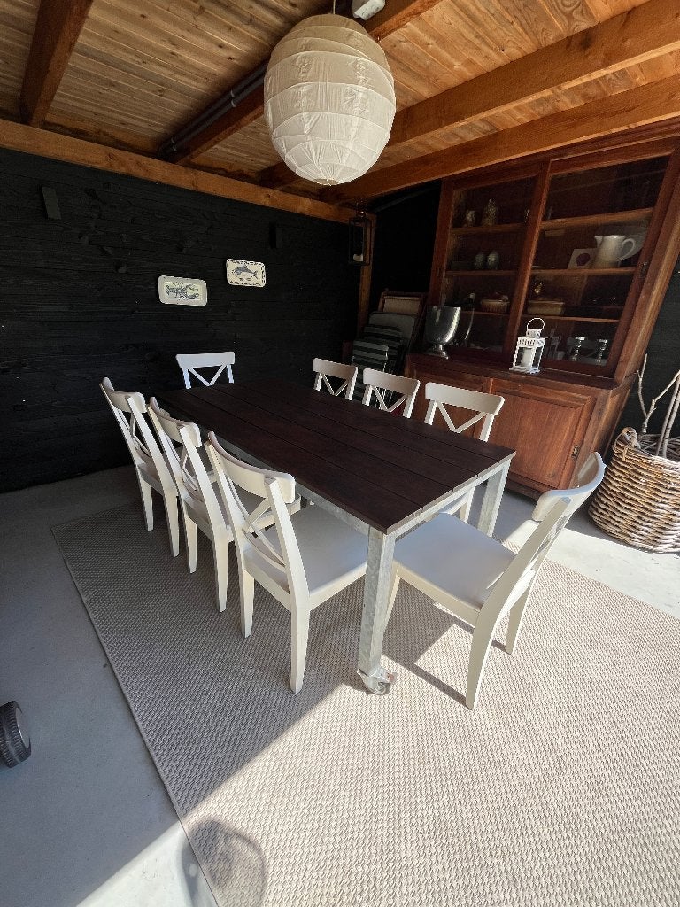 Mooie staat 4 stoelen Ikea Ingolf crossback stoelen, Huis en Inrichting, Stoelen, Ophalen, Gebruikt, Wit, Landelijk