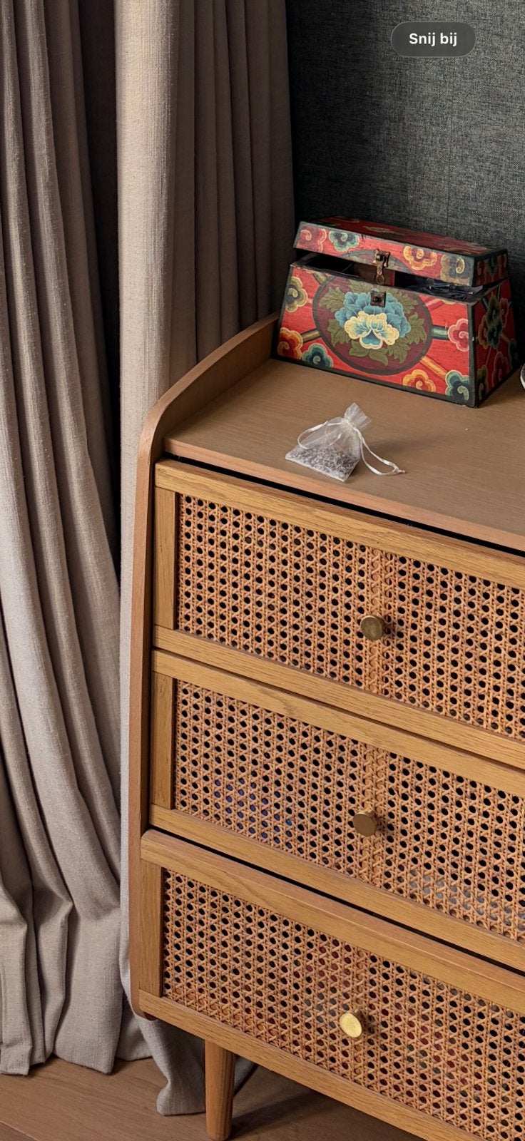 La redoute ladekast eiken/rotan Tempa (nieuwprijs 549 euro), Ophalen, 50 tot 100 cm, Zo goed als nieuw, Minder dan 100 cm