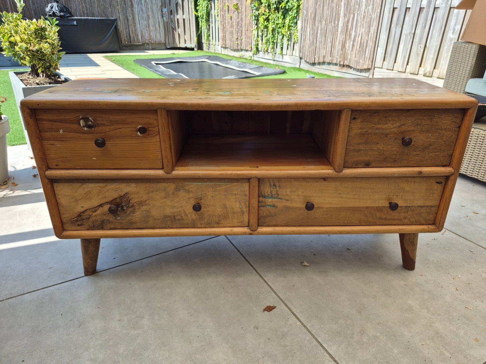 Mooi Mango houten tv meubel - 130x40x65 cm, Ophalen, Gebruikt, 100 tot 150 cm, Minder dan 100 cm