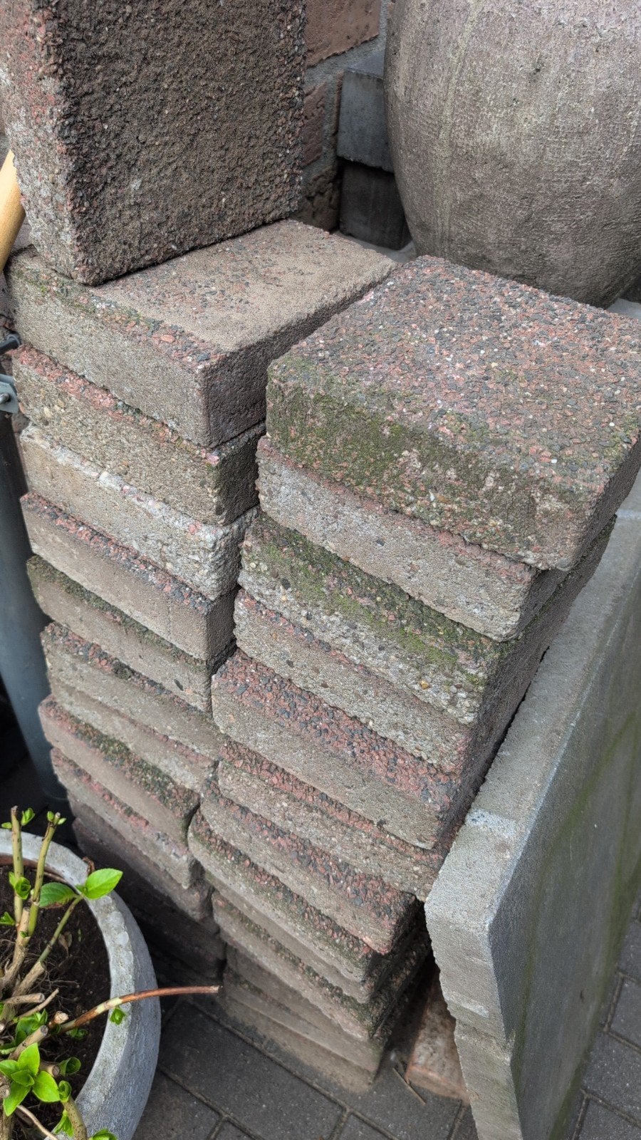 grind tegels stenen terras grijs rood tint 20x20 - 44 stuks, Tuin en Terras, Ophalen, Gebruikt, Minder dan 5 m², Beton
