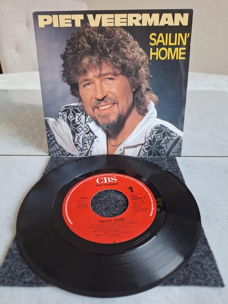 Single van PIET VEERMAN  // SAILIN' HOME ...uit 1987, Cd's en Dvd's, Vinyl | Nederlandstalig, Ophalen of Verzenden, Zo goed als nieuw