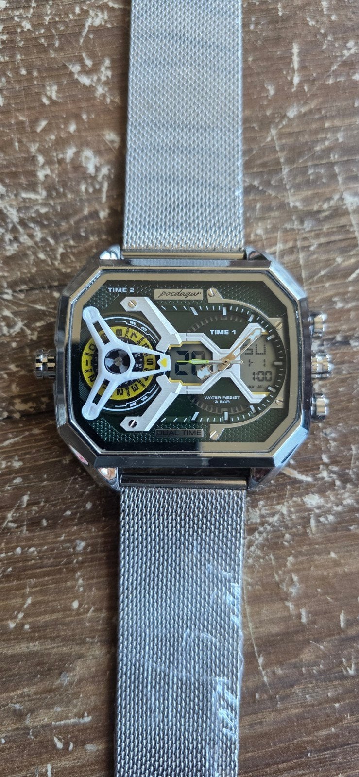 Poedagar Heren Horloge - Nieuw met Stalen Band, Overige merken, Staal, Staal, Polshorloge