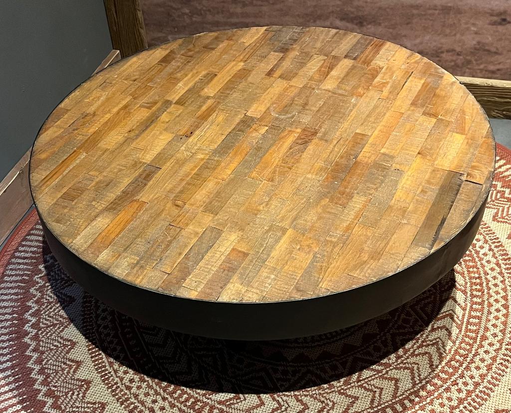 Bijzettafel rond, Ophalen, Minder dan 55 cm, Gebruikt, Industrieel/landelijk