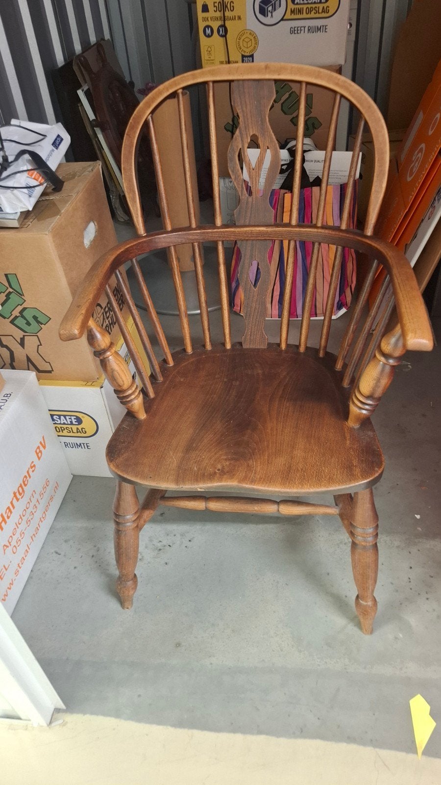 Vintage houten Windsor stoel met armleuningen, Ophalen