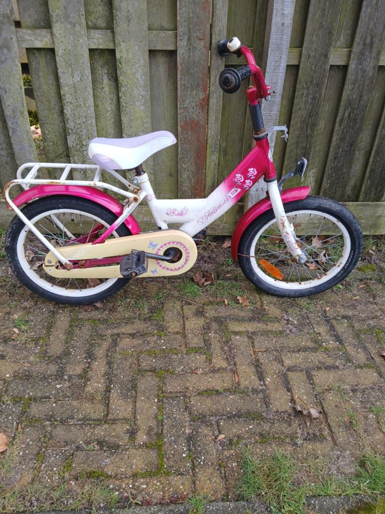 Meisjesfiets 16 inch, Ophalen, Gebruikt, Terugtraprem, 16 tot 20 inch