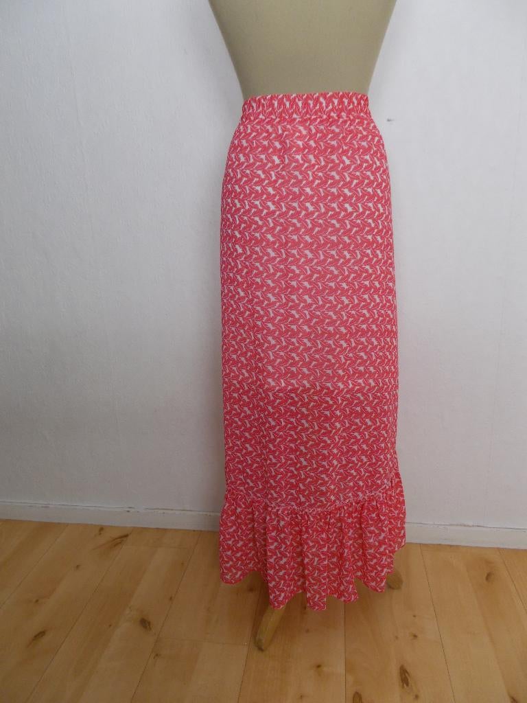 Boho roze/witte maxi print rok! 44, Kleding | Dames, Rokken, Verzenden, Maat 42/44 (L), Zo goed als nieuw, Roze