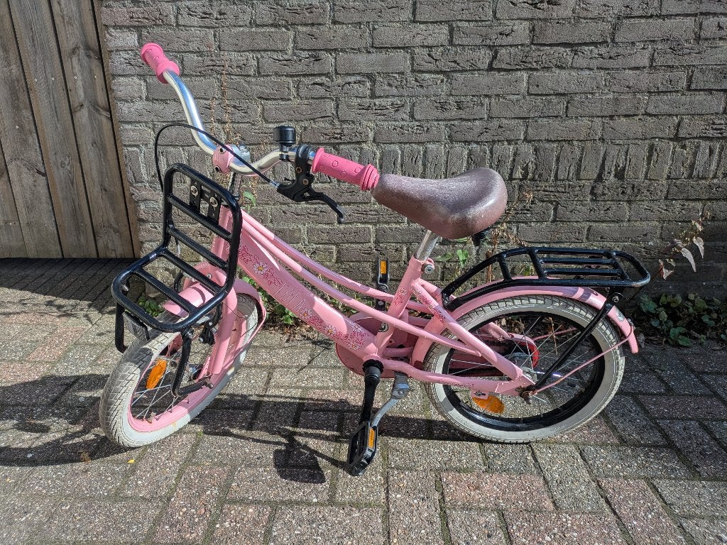 Roze Lola meisjesfiets 16 inch, Ophalen, Terugtraprem, Gebruikt, Lola