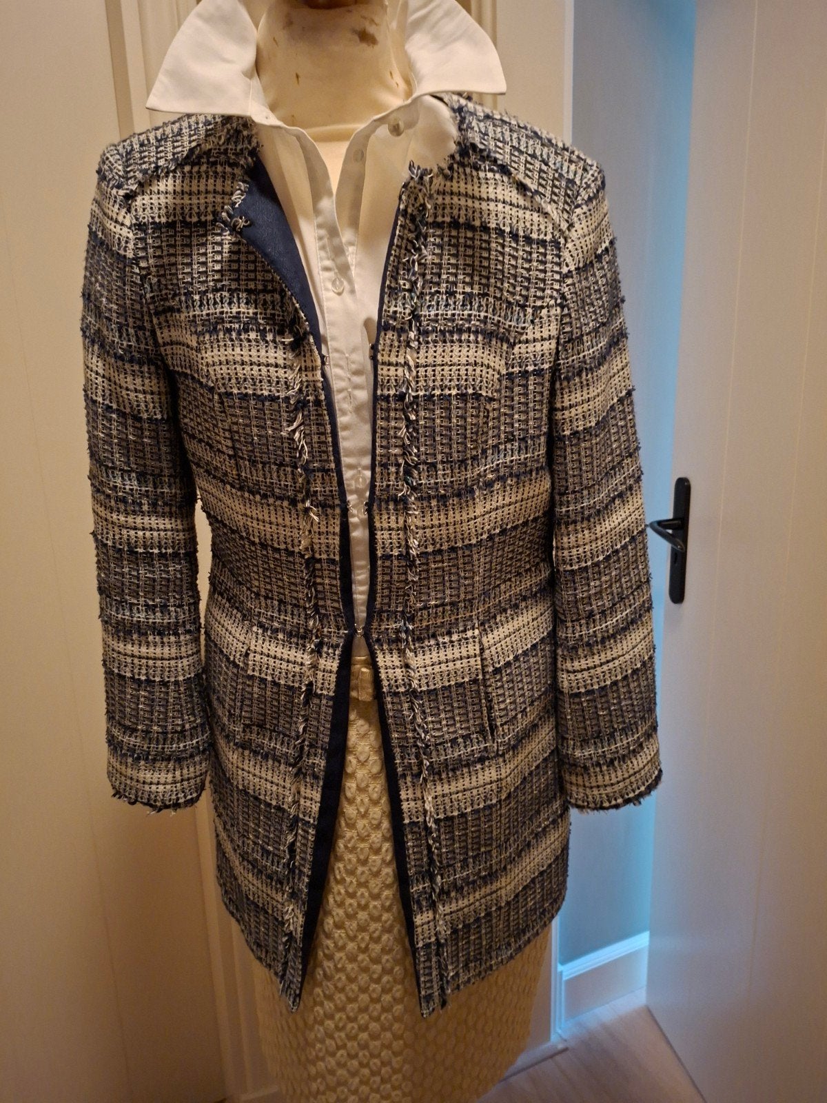 Stijlvolle tweed jasje/blazer - Maat 38 scapa, Maat 38/40 (M), Scapa, Blauw, Ophalen of Verzenden