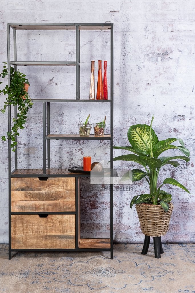 Boekenrek 'Handle-Mango' [ GRATIS GELEVERD DOOR HEEL NL !! ], Overige houtsoorten, Nieuw, Met lade(s), Industriëel